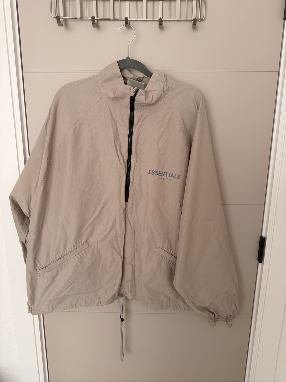 ESSENTIALS Beige Half-Zip Windbreaker Jacket